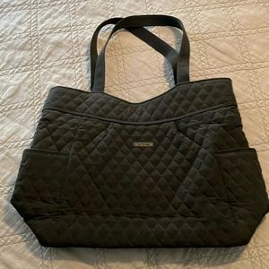 Vera Bradley Black Microfiber Pleated Tote